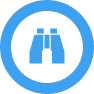 reliance cyber binocular icon in an blue circle