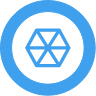 reliance cyber hex icon in an blue circle