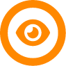reliance cyber eye icon in an orange circle