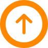 reliance cyber up arrow icon in an orange circle