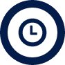clock icon in navy with a ring around it