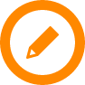 reliance cyber pencil icon in an orange circle