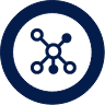 reliance cyber system icon in an navy circle