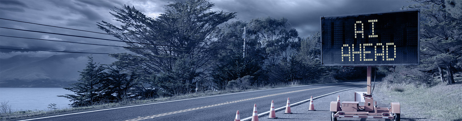 AI ahead road sign