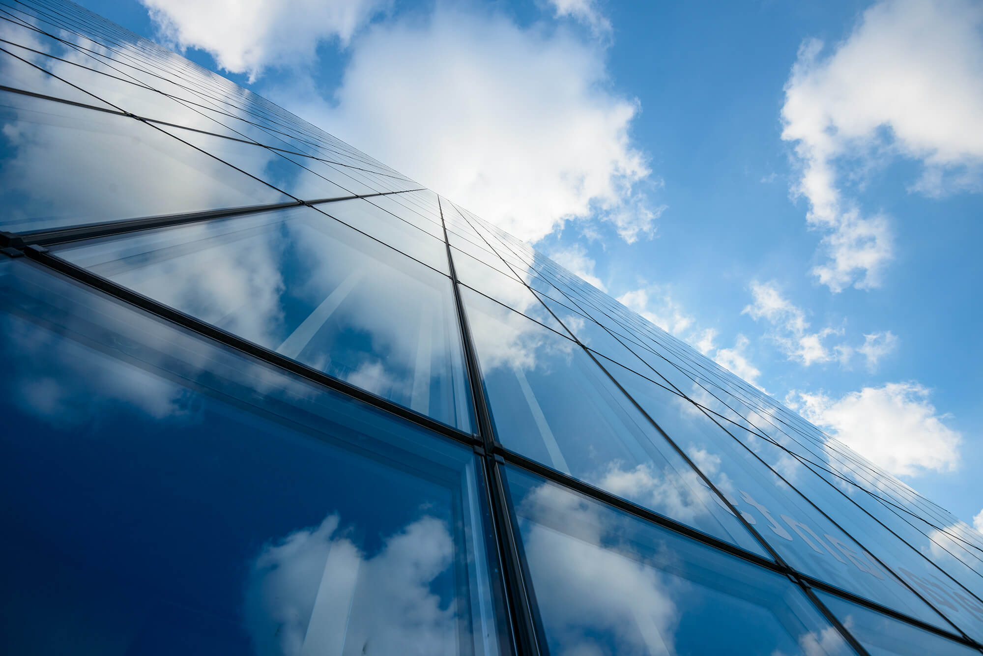 London building with clouds