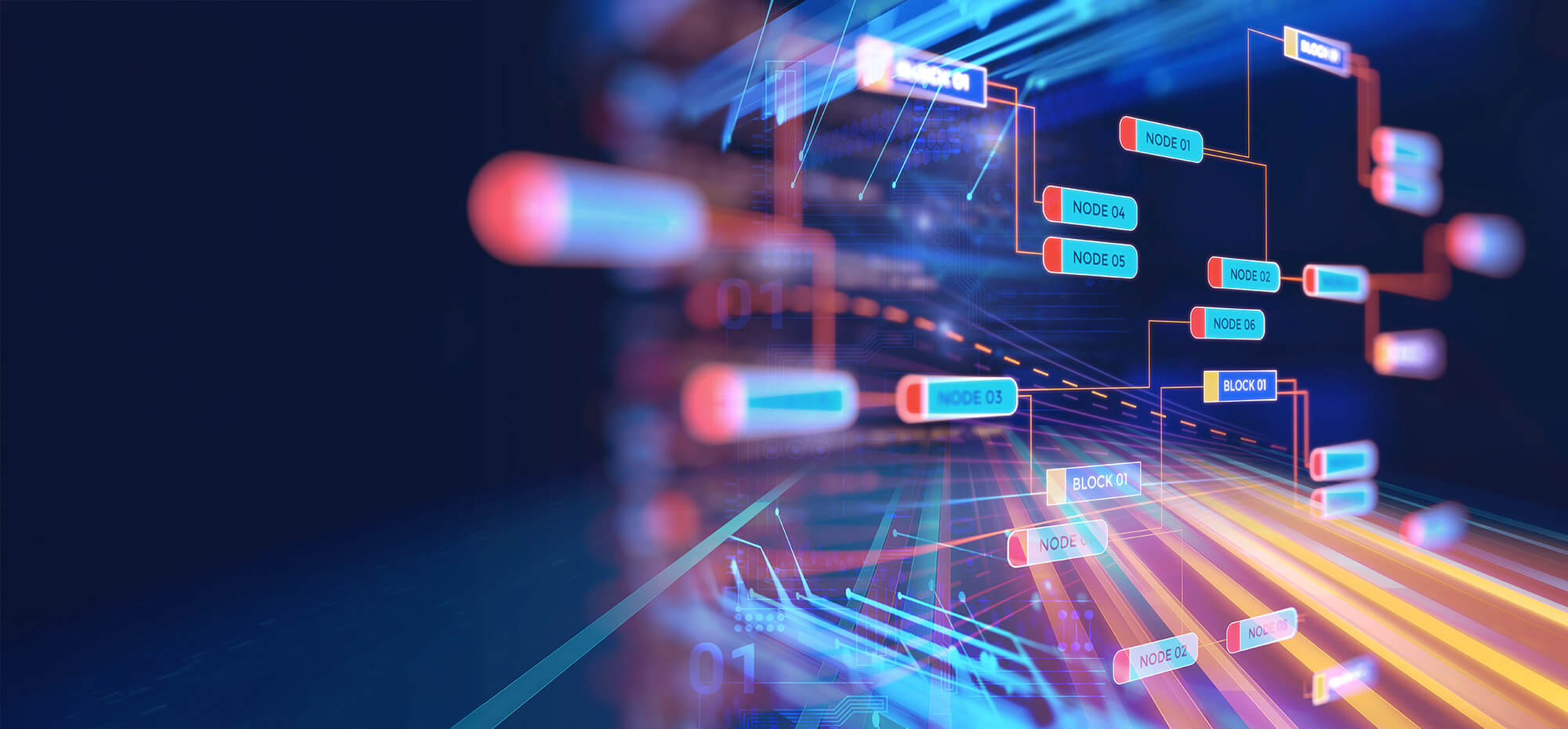 Network screen with numbers and boxes