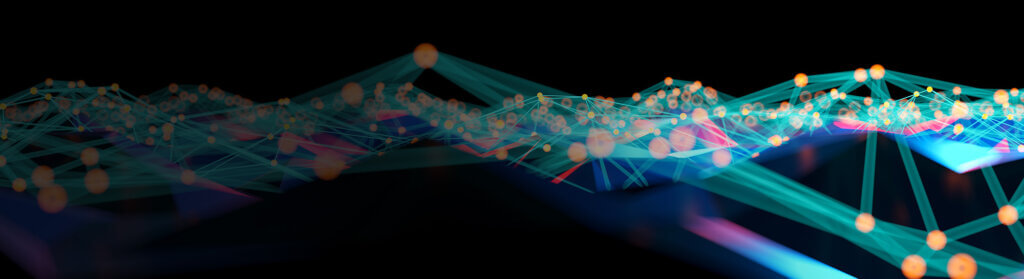 colourful data points on a black background